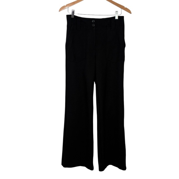 Anthropologie Maeve The Naomi Ponte Wide-Leg Flare Pants Size 6 Black - Picture 4 of 12